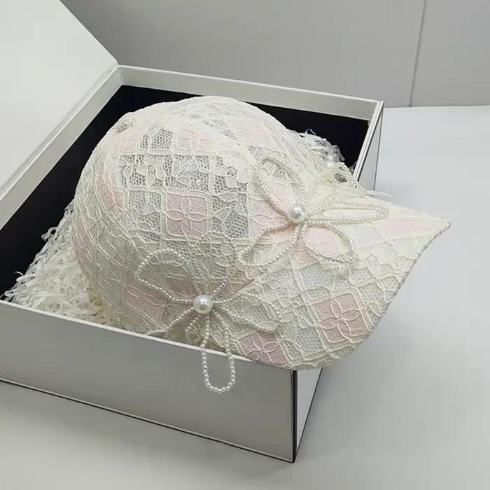 Casquette de baseball en dentelle de fleur de perle Puloru pour femmes, douce et élégante, adaptable à toutes les saisons, idéale pour sorties et événements quotidiens