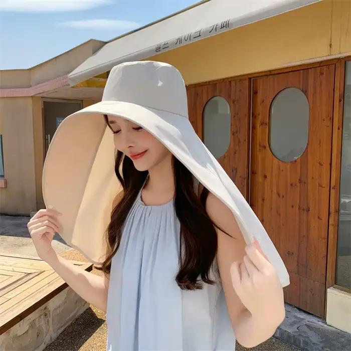 Chapeau de protection solaire unisexe à large bord acrylique pour femmes et hommes protection UV visage et cou accessoires de mode étéextérieur