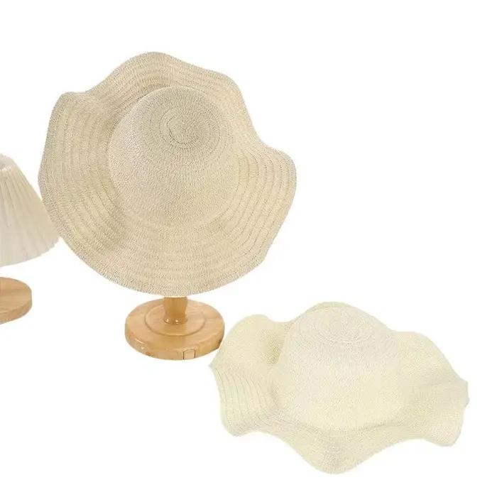 Chapeau de soleil en paille à large bord pour femme 2024