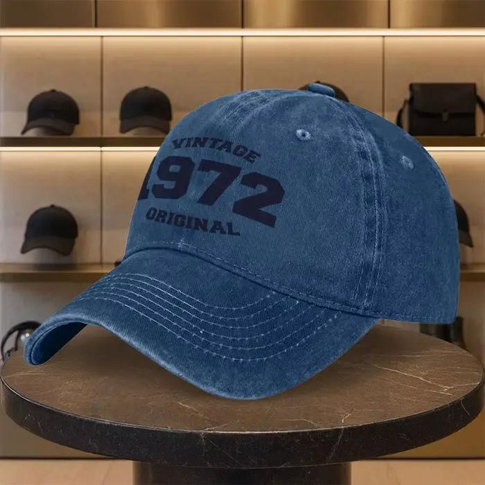 Casquette de baseball unisexe délavée à imprimé numérique vintage 1972