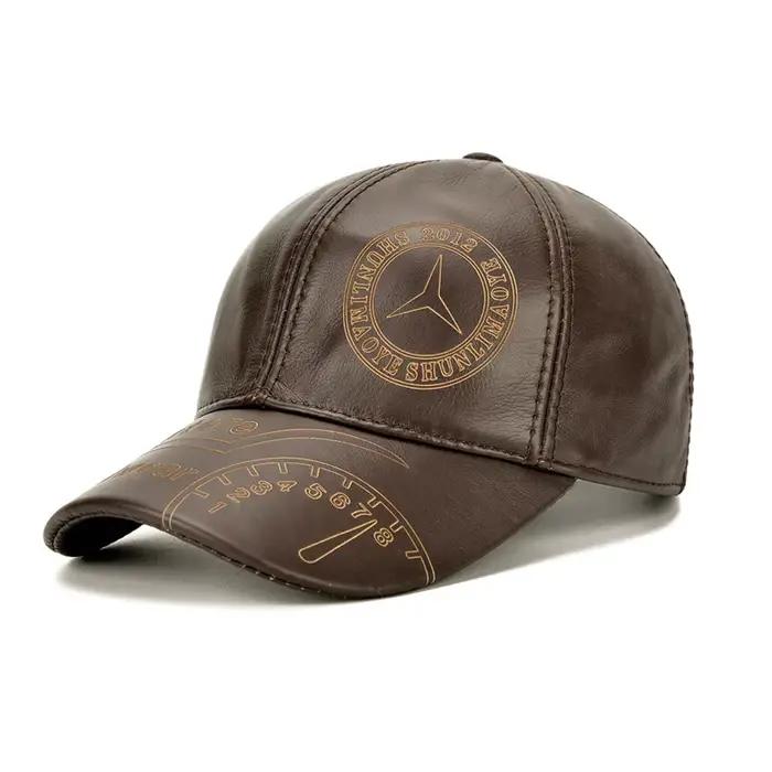 Casquette de Baseball en cuir de vache véritable pour homme