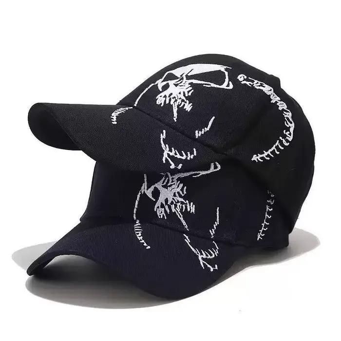 Casquettes de baseball unisexes avec broderie de motif de crâne latéral