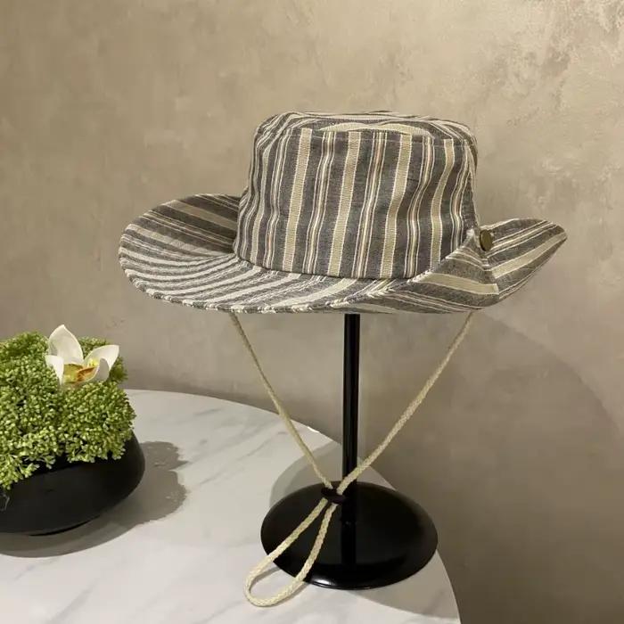 Chapeau de seau japonais rayé sport polyester pour hommes et femmes décontraction printemps été activités plein air camping randonnée
