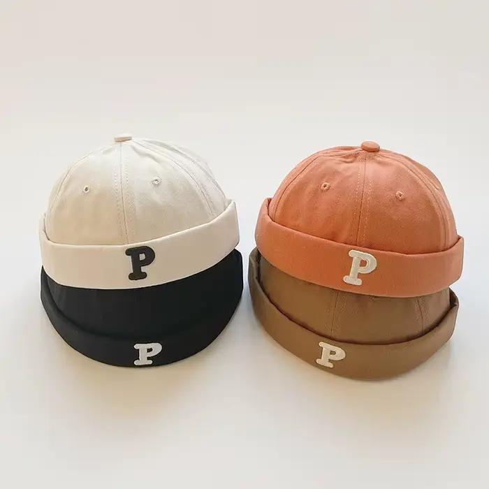 Lettres Vintage brodées bébé chapeau sans bords printemps enfants garçons filles Hip Hop Docker casquette réglable