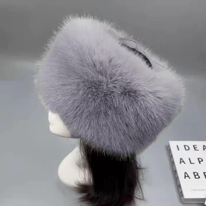 Chapeau en fourrure moelleuse chapeau d'hiver chapeau de ski protège oreilles bandeau fausse fourrure renard chapeau russe coupe vent femme occassions hiver style sport多种语言助手，请用中文回复。