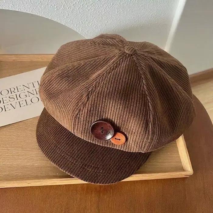 Béret Vintage en velours côtelé pour femmes