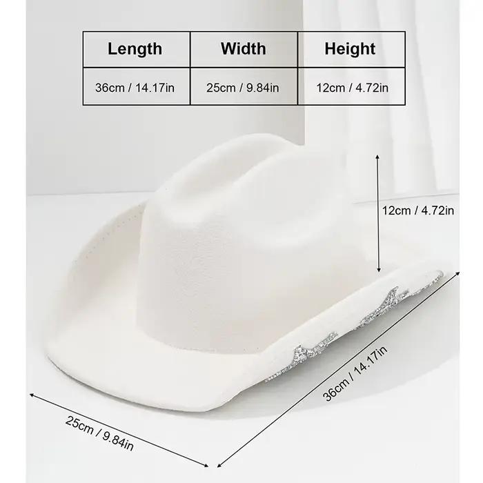 Chapeaux Western Étoile en Strass pour Femmes et Hommes 2026 – Chapeau de Cowgirl Vintage à Large Bord