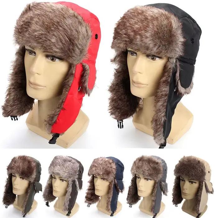 Chapeau de Ski chaud en fourrure d'hiver pour hommes et femmes