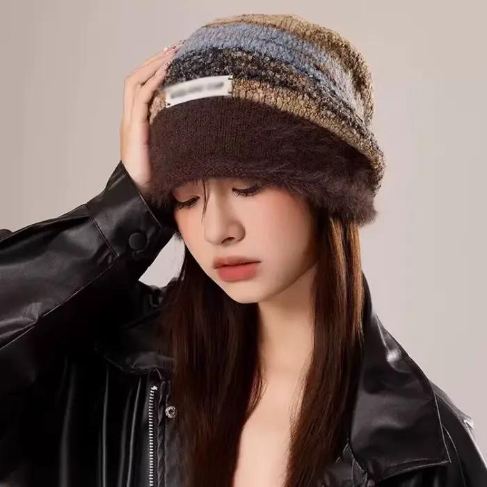 Bonnet en acrylique thermique Maillard pour femmes, surdimensionné, confortable, élégant, idéal pour les grands cheveux, maternité, hiver et plein air ``` ###TITRE### Bonnet en acrylique thermique Maillard pour femmes, surdimensionné, confortable, élégant, idéal pour les grands cheveux, maternité, h