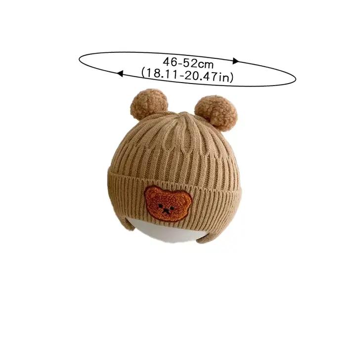 Chapeau en laine polyester ours mignon pour enfants 4-6 ans protection oreilles hiver occasions spéciales