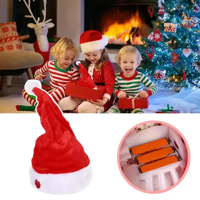 Chapeau de père noël chantant danse mobile électrique Patchwork