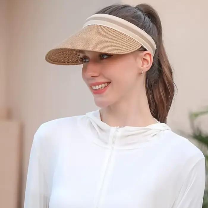 Chapeau de soleil en paille pour femme à large bord