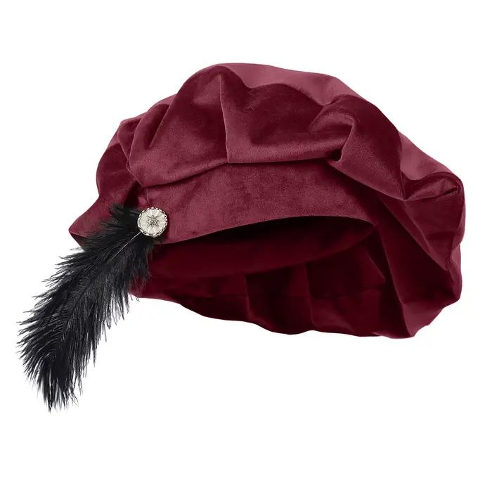 Béret unisexe médiéval avec plume