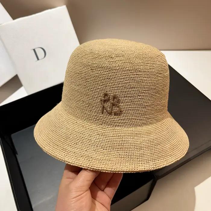 Chapeau seau en paille de raphia pour femmes