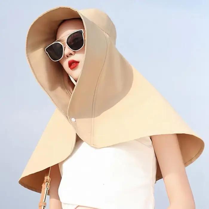 360 pour femmes ° Chapeau de protection solaire à large bord avec couvre-nuque et épaules