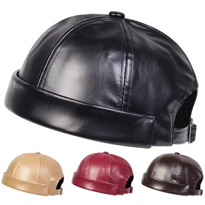 Chapeau de propriétaire en cuir vintage de printemps et d'été avec hip hop réglable