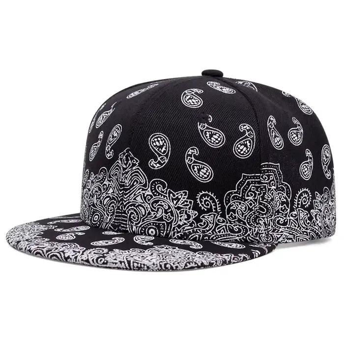 Nouveau chapeau à bords plats imprimé fleur de cajou pour hommes mode Hip Hop
