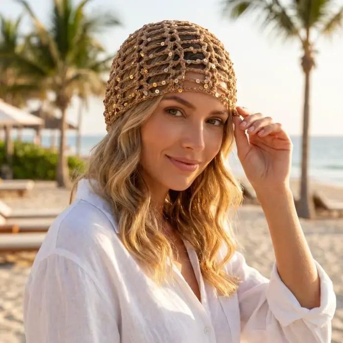 Chapeau tricoté ajouré élégant