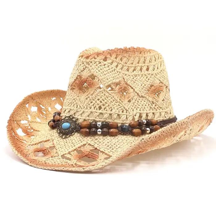 Chapeau de Cowboy Créatif en Paille Bouclée pour Femme
