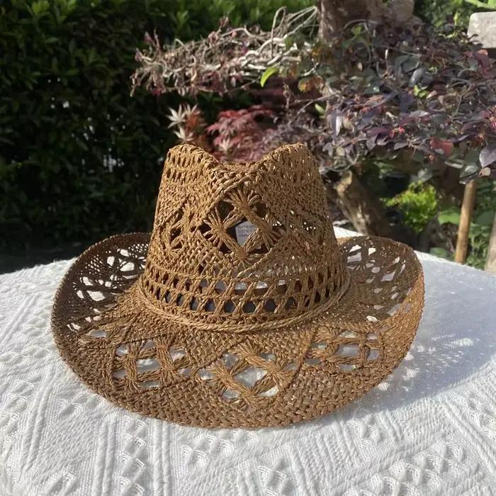 Chapeau de paille Vintage pour femmes et hommes