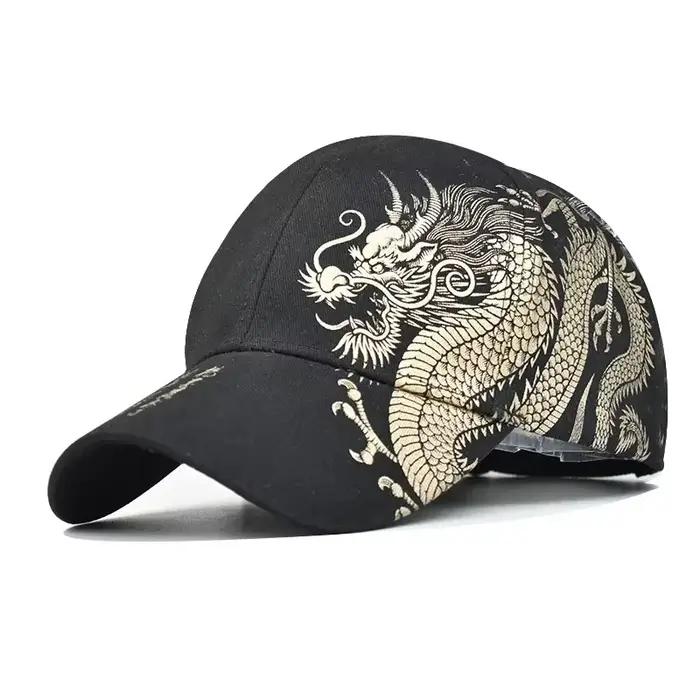 Impression Dragon chinois casquettes de Baseball pour hommes Totem croyance femmes coton chapeau de relance Protection solaire extérieure Gorras casquette de camionneur
