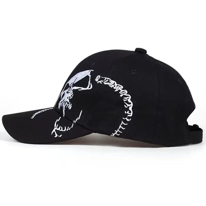 Casquettes de baseball unisexes avec broderie de motif de crâne latéral