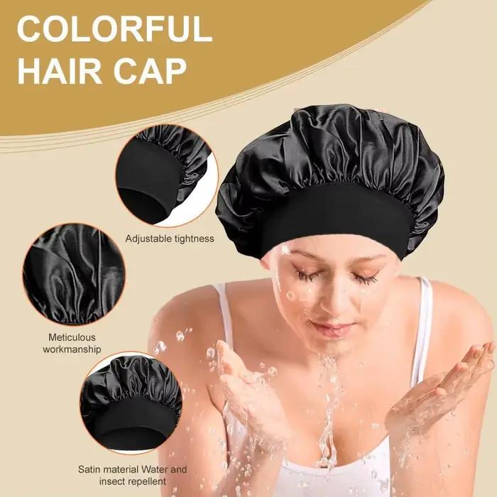 Bonnet de nuit en satin double couche réglable pour femme