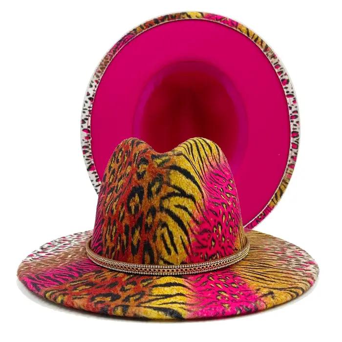 Fedora Rose rouge imprimé mode homme et femme Panama chapeau rétro dégradé Jazz