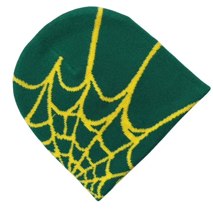 Chapeau en tricot imprimé toile d'araignée unisexe