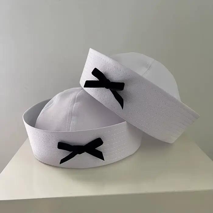 Chapeau de marin bleu marine avec nœud papillon pour femmes protection UV mode décontractée été occasions spéciales