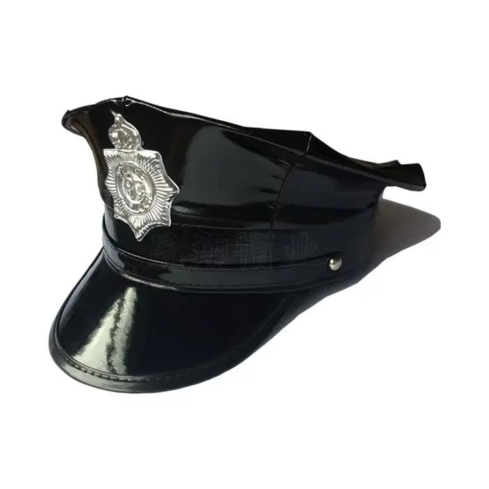 Casquette octogonale en imitation cuir pour cosplay et fêtes d'adulte unisexuelle style européen et américain saphir profond ou jaune fluo