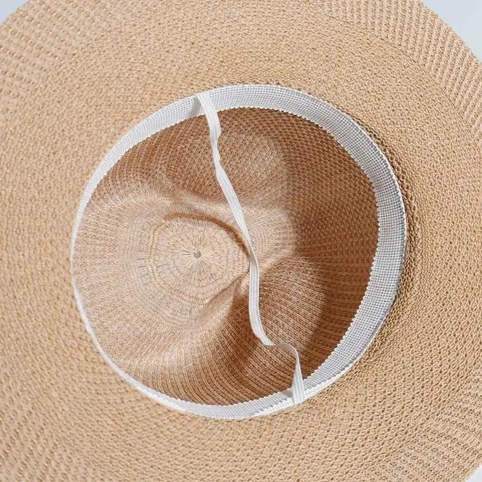 Chapeau de paille unisexe tendance couleur unie pour hommes et femmes