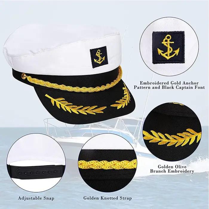 Chapeau de capitaine de yacht pour adultes, réglable, pour hommes et femmes, idéal pour fêtes, bals costumés et événements, occaseon spéciale, rassemblements de yachts, cérémonies sur la plage, thème nautique, cosplay