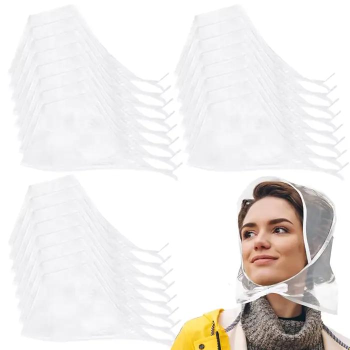 1/3/6 pièces, chapeau de pluie pour femmes avec pare-soleil écharpe imperméable transparente