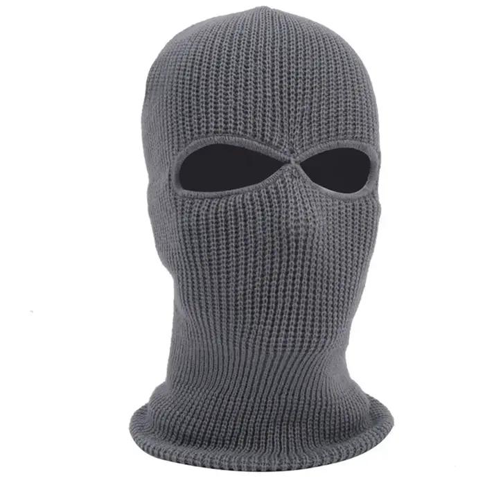 1PC hiver tricot casquette chaud doux 2 trous complet visage Ski chapeau capuche moto casque armée tactique
