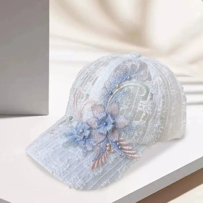 Casquettes de baseball en dentelle à fleurs pour femmes