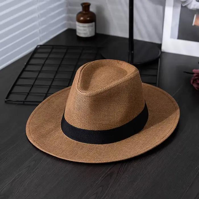 Chapeau Panama hommes mode d'été voyage vacances plage large bord protection solaire