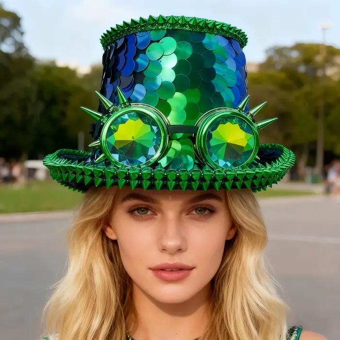Vert léopard Steampunk haut-de-forme pour homme