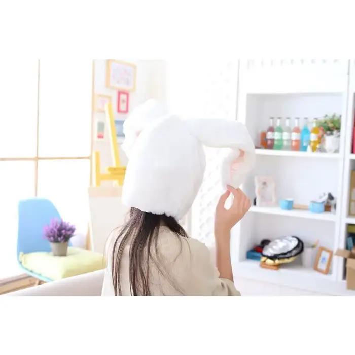 Peluche amusante oreilles de lapin capuche femmes Costume chapeaux cadeau de noël chaud doux et confortable