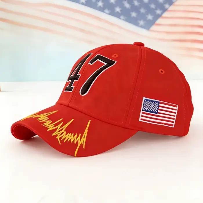 Casquette de baseball rouge et blanche avec numéro 47 pour hommes et femmes, sport, style unique, polyester, ajustement réglable, quatre saisons, tissage distinctif