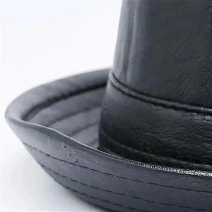 Chapeau Trilby en cuir noir pour hommes et femmes