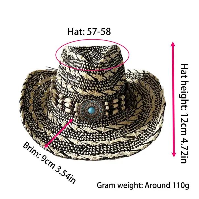 Chapeau de Cowgirl occidental de Style ethnique pour hommes et femmes