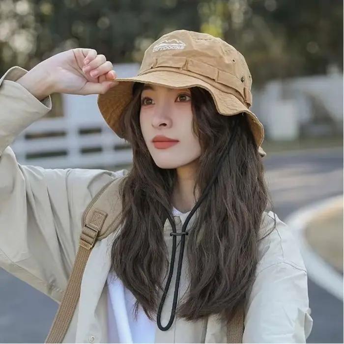 Chapeau d'Escalade de Camping Unisexe Mode Plage de Montagne Chapeau de Pêcheur Brodé Protection Solaire Casquette de Voyage en Plein Air à Large Bord Polyester Pour Randonnée Camping Loisirs Occasions Spéciales