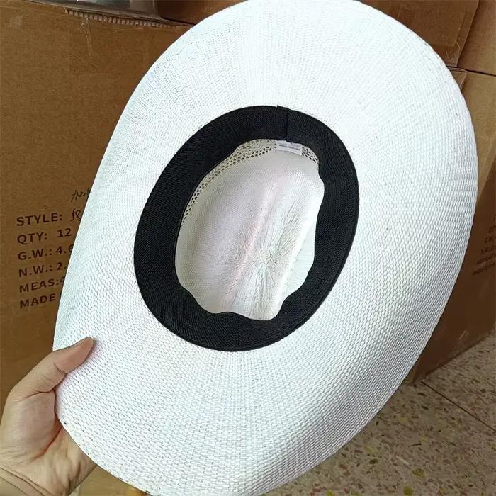 Chapeau de cowboy occidental fait main en paille tressée, chapeau de soleil de plage, chapeau de gentleman, chapeau de cowgirl, chapeau de jazz, chapeau pour homme, casquette, sombrero homme