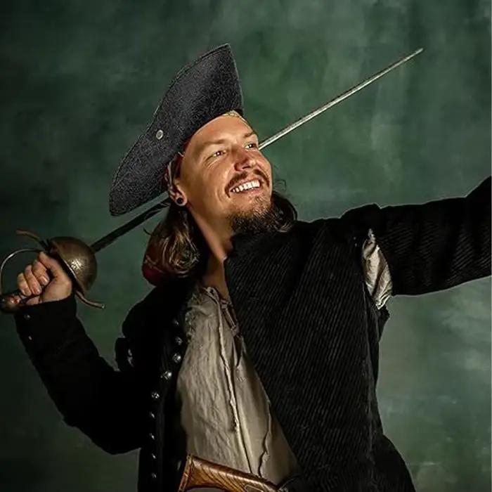 Chapeau de Pirate Tricorn en cuir pu