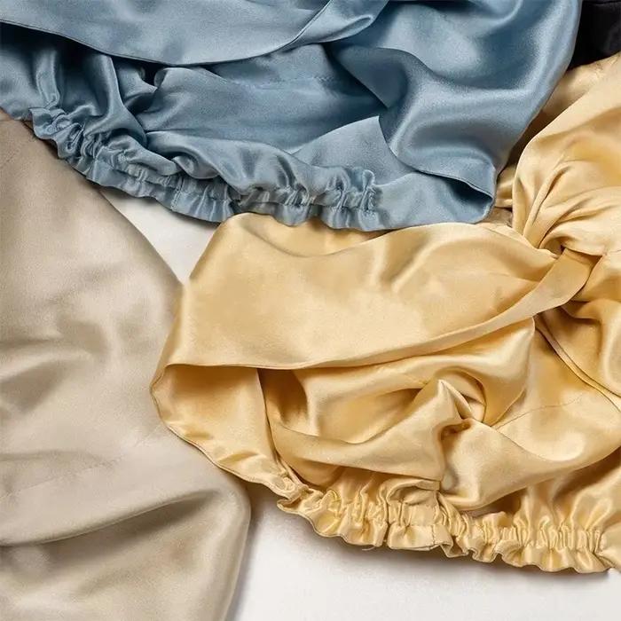 100 Bonnets Turban en soie de mûrier pour femmes bonnet de nuit torsadé 19 Momme