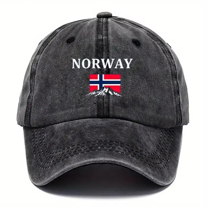 Casquette de baseball réglable avec drapeau norvégien