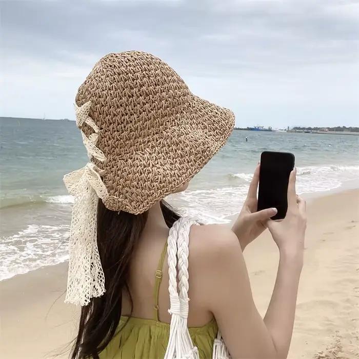 Chapeau de paille en dentelle pour femmes
