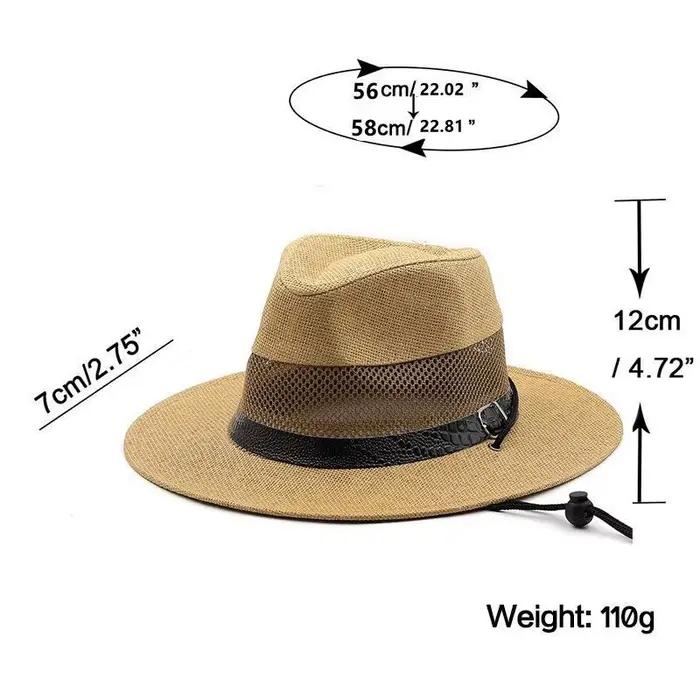 Chapeau de Protection solaire de plage en paille respirante pour hommes
