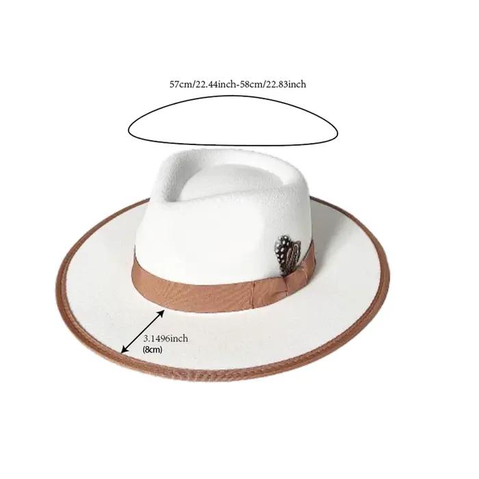 Chapeau Fedora blanc de Style français pour femmes et hommes